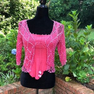 Sequined Crochet Knitted Twin set